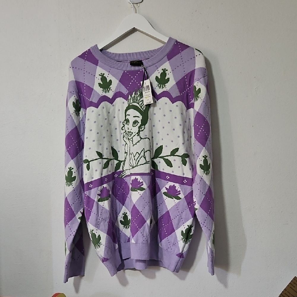 Lavender and Green Graphic Women's Sweater